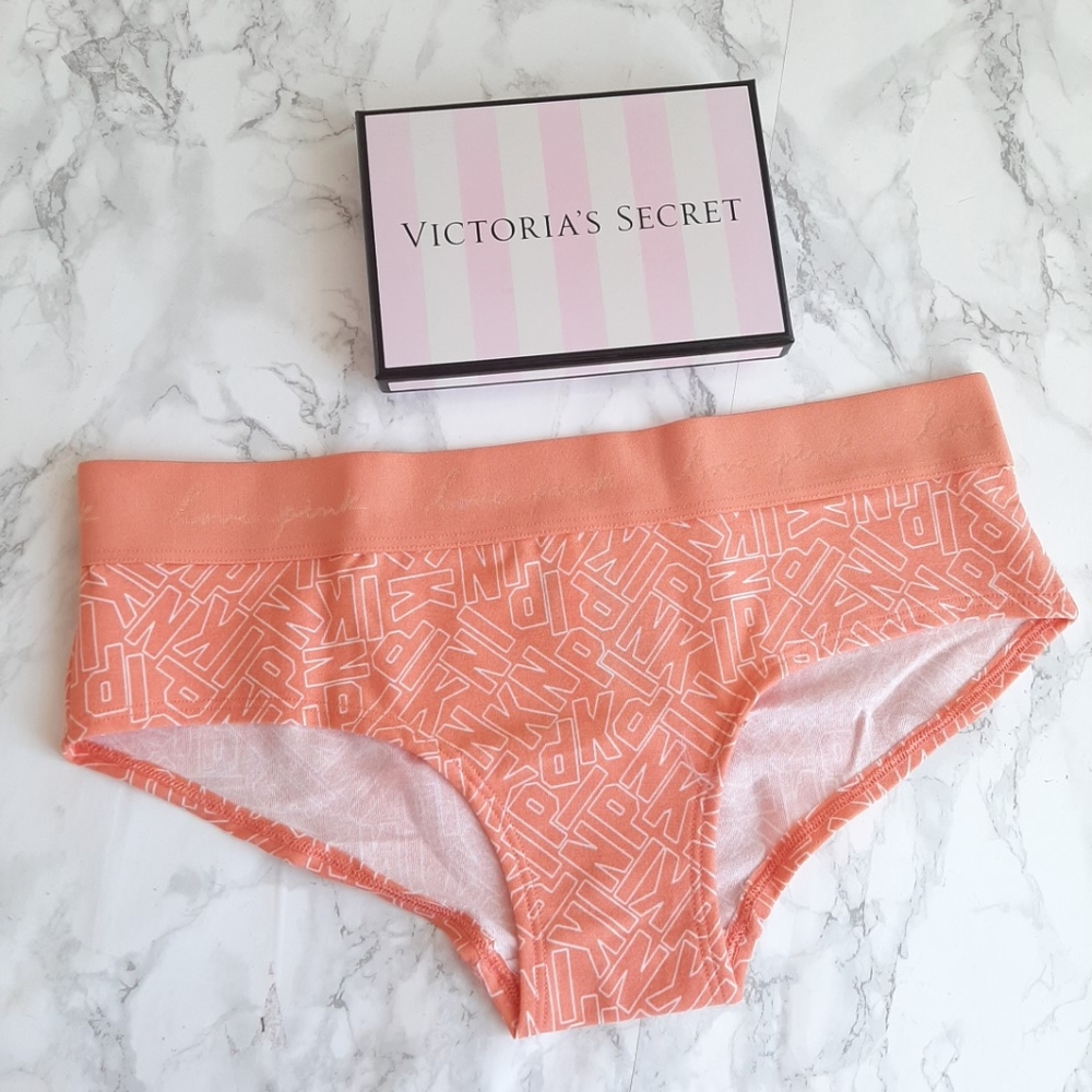 PINK VS LOGO HISPTER CORAL PRINT PANTY